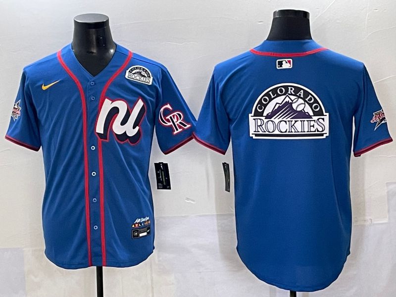 Men 2025 Colorado Rockies Blank Blue All star Nike MLB Jersey style 04